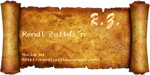 Rendl Zoltán névjegykártya
